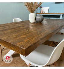 TAVOLO IN LEGNO MASSELLO CON GAMBE A "X"  mod. EMMA  col. BIANCO - NOCE