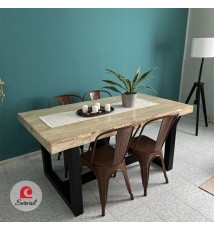 TAVOLO IN LEGNO MASSELLO VERNICIATO A POLVERE mod. GIORDY  - col. NERO - AVANA