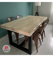 TAVOLO IN LEGNO MASSELLO VERNICIATO A POLVERE mod. GIORDY  - col. NERO - AVANA