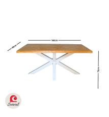 TAVOLO DA PRANZO CON PIEDE A STELLA mod. SOPHIA  col. BIANCO - TEAK