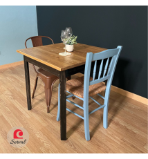 TAVOLINO RUSTICO QUADRATO IN LEGNO MASSELLO |NERO - TEAK