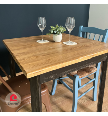TAVOLINO RUSTICO QUADRATO IN LEGNO MASSELLO |NERO - TEAK