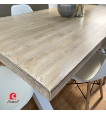 TAVOLO IN LEGNO MASSELLO CON GAMBE A "X" IN FERRO mod. EVA