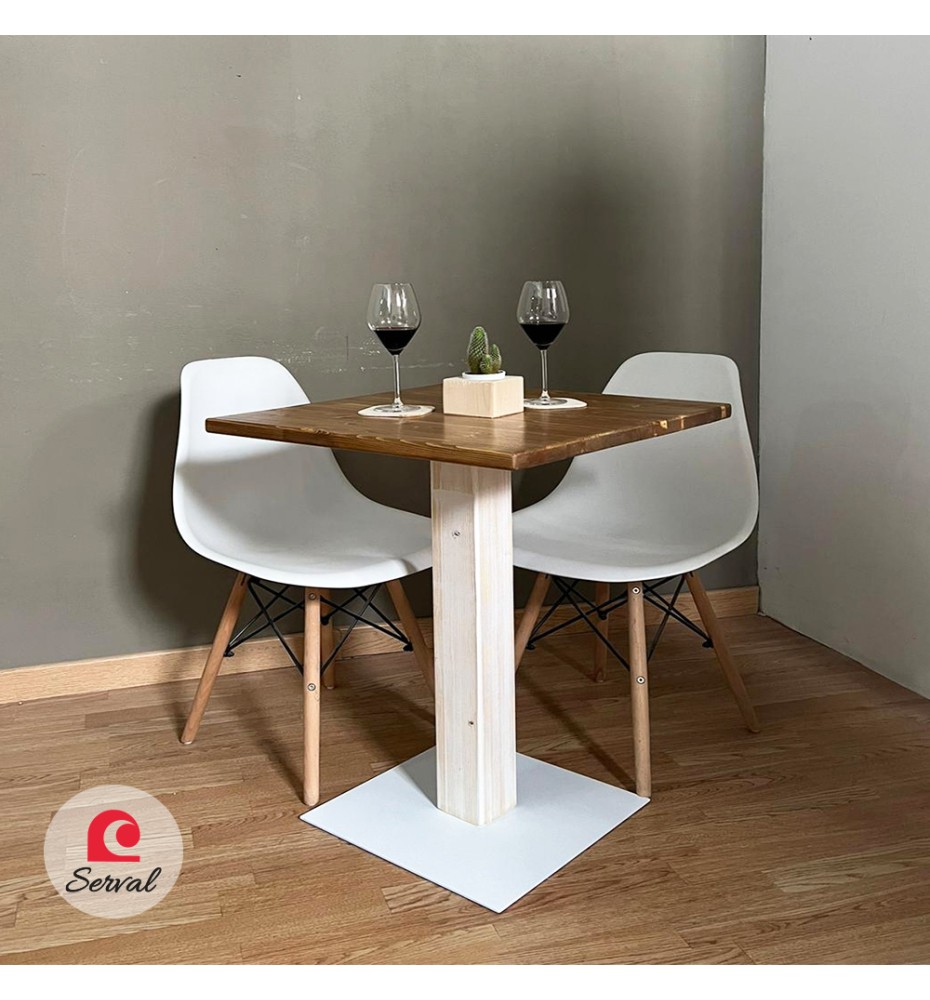 TAVOLO BAR QUADRATO IN LEGNO CON PIEDE CENTRALE  50X50CM