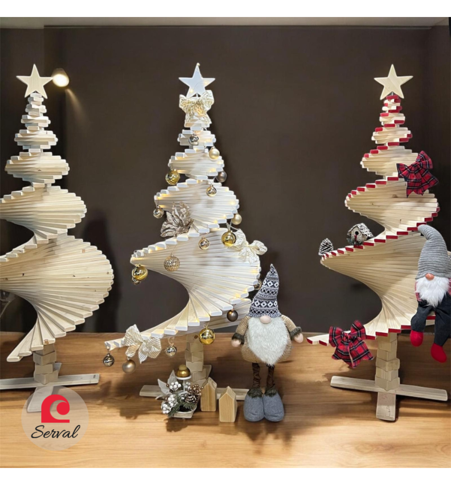 ALBERO NATALIZIO MULTIFORME IN LEGNO CON STELLA |+ COLORI|
