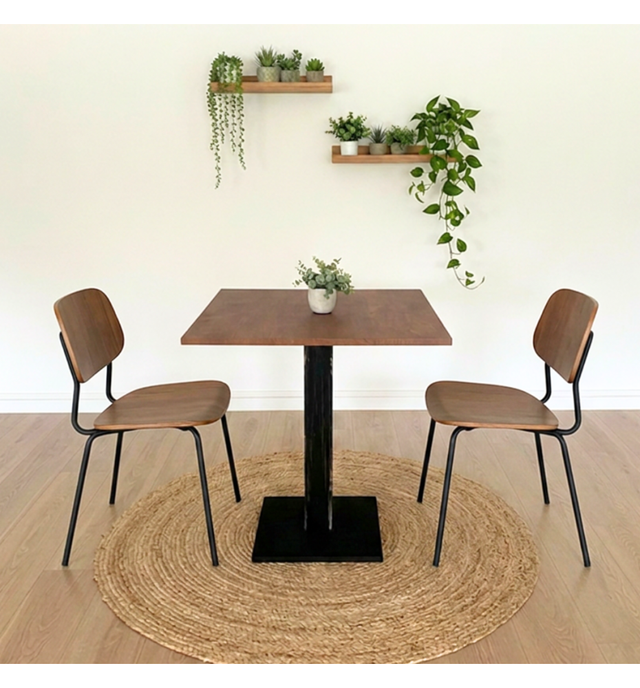 TAVOLO BAR BISTROT QUADRATO CON PIEDE CENTRALE | NERO - CORTEN