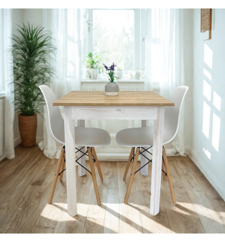 TAVOLINO QUADRATO DA BAR|TAVOLO DA RISTORANTE |RUSTICO A 4 GAMBE |BIANCO - ASPEN OAK