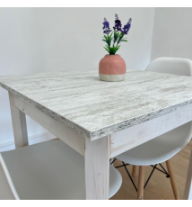 TAVOLINO QUADRATO DA BAR|TAVOLO DA RISTORANTE |RUSTICO A 4 GAMBE |BIANCO - BIANCO ANTICO