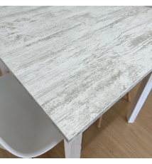 TAVOLINO QUADRATO DA BAR|TAVOLO DA RISTORANTE |RUSTICO A 4 GAMBE |BIANCO - BIANCO ANTICO