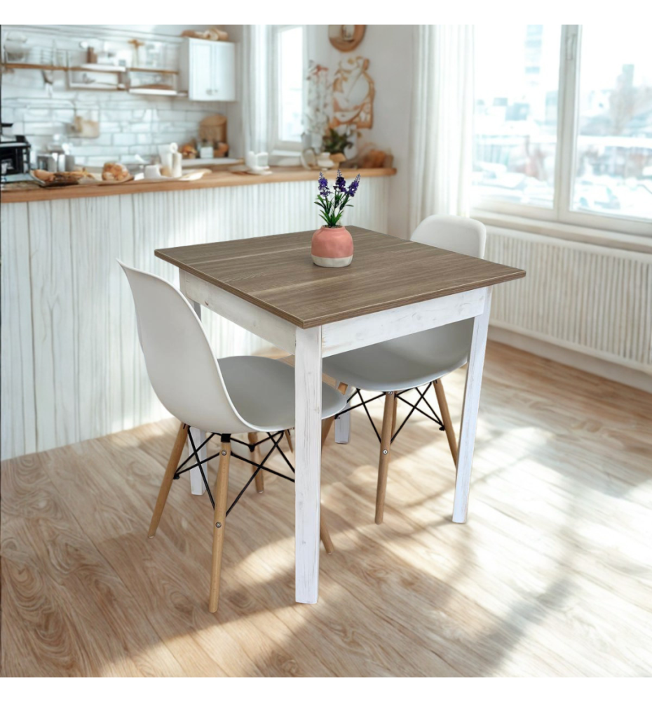 TAVOLINO QUADRATO DA BAR|TAVOLO DA RISTORANTE |RUSTICO A 4 GAMBE |BIANCO - ROVERE