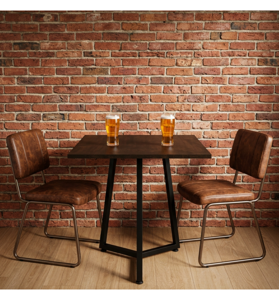 TAVOLO BAR BISTROT QUADRATO CON GAMBA IN FERRO | NERO - CORTEN
