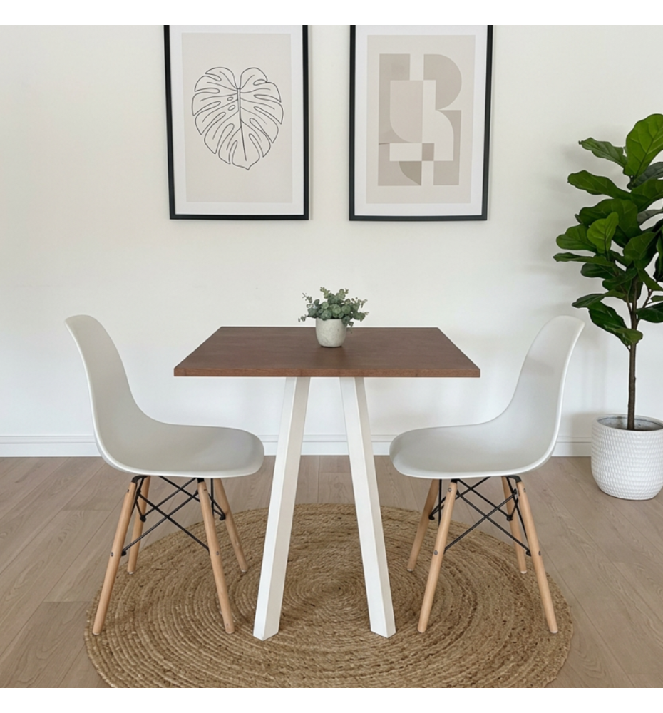TAVOLO BISTROT MODERNO A 4 GAMBE |BIANCO - CORTEN
