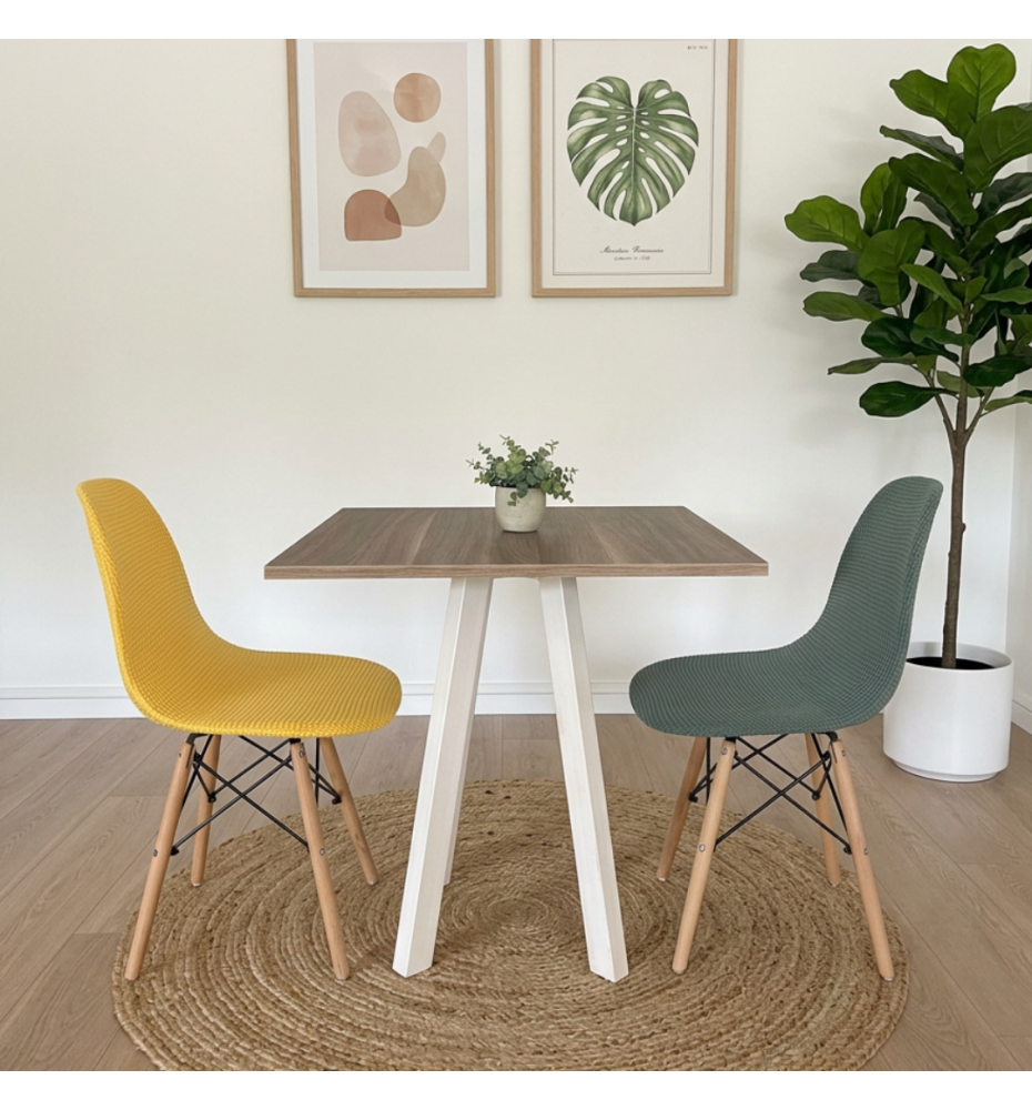 TAVOLO BISTROT MODERNO A 4 GAMBE |BIANCO - ROVERE
