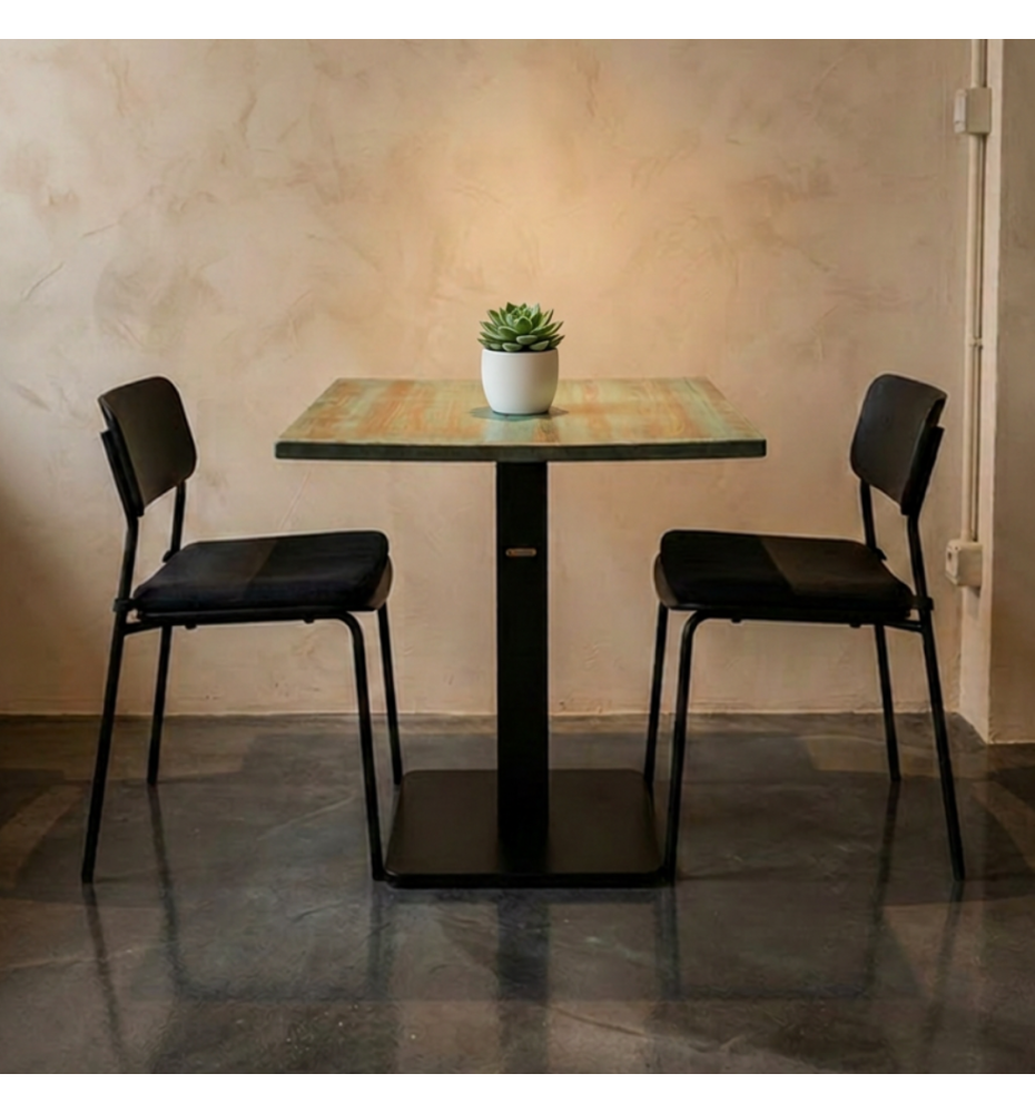 TAVOLO BAR QUADRATO IN LEGNO CON PIEDE CENTRALE  70X70CM NERO - VERDE