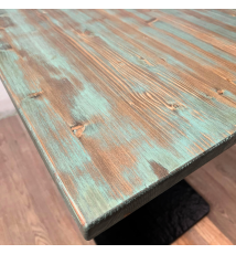 TAVOLO BAR QUADRATO IN LEGNO CON PIEDE CENTRALE  70X70CM NERO - VERDE