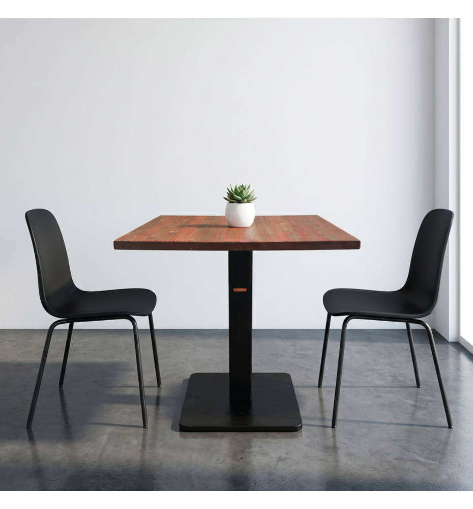 TAVOLO BAR QUADRATO IN LEGNO CON PIEDE CENTRALE  70X70CM NERO - ROSSO