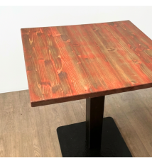 TAVOLO BAR QUADRATO IN LEGNO CON PIEDE CENTRALE  70X70CM NERO - ROSSO