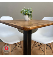 TAVOLO BAR QUADRATO ANGOLI FRESATI  70X70 CM NERO - TEAK  (2)