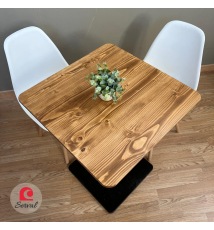 TAVOLO BAR QUADRATO ANGOLI FRESATI  70X70 CM NERO - TEAK  (2)
