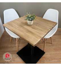 TAVOLO BAR QUADRATO IN LEGNO CON PIEDE CENTRALE  70X70CM NERO - AVANA