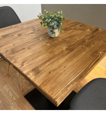 TAVOLO BAR QUADRATO IN LEGNO CON PIEDE CENTRALE | TAVOLO BISTROT |NERO - TEAK