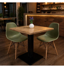 TAVOLO BAR QUADRATO IN LEGNO CON PIEDE CENTRALE | TAVOLO BISTROT | NERO - AVANA