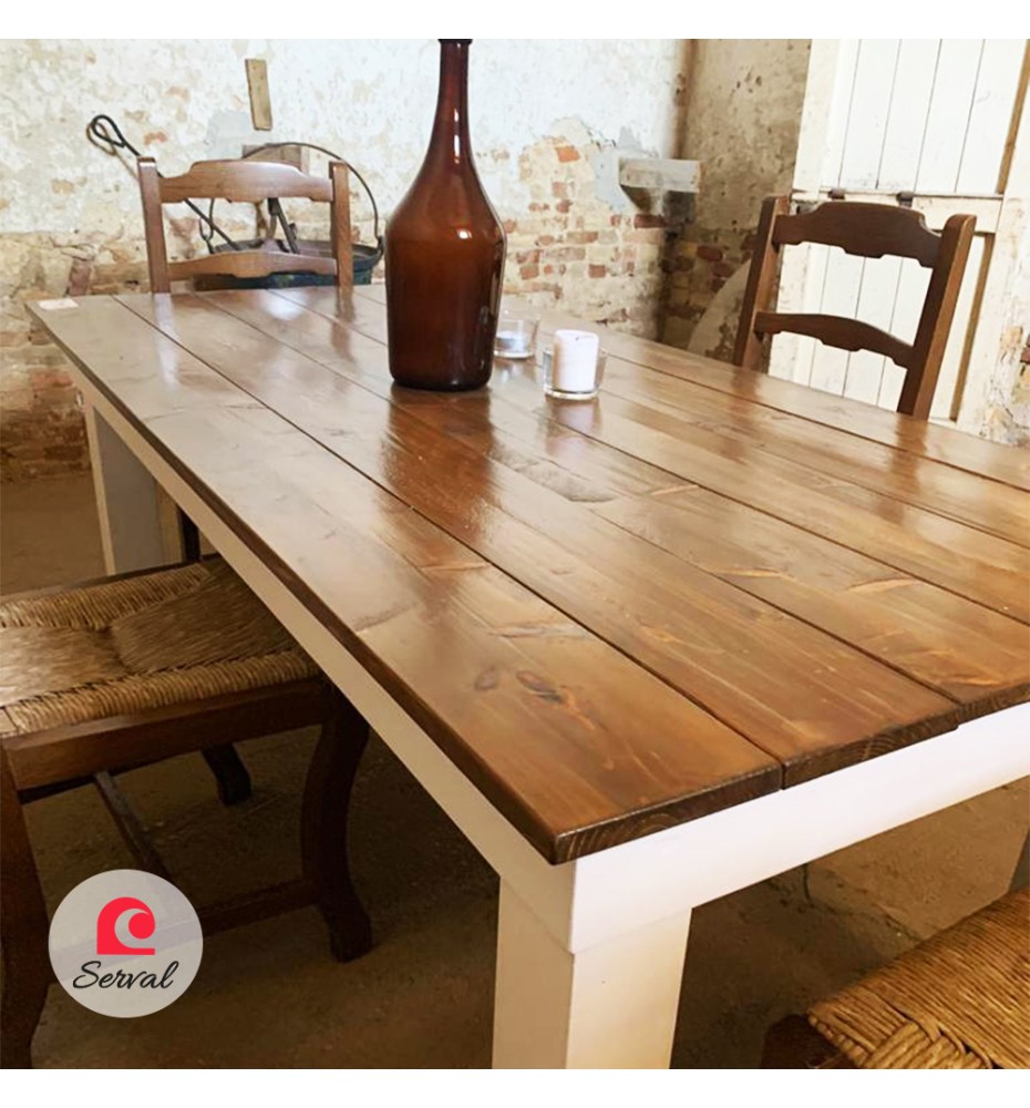 TAVOLO DA PRANZO IN LEGNO MASSELLO A DOGHE mod. KYLA