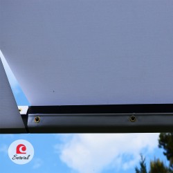PERGOLA PARASOLE IN LEGNO MASSELLO CON TELO AD ONDA IMPERMEABILE col. ANTRACITE